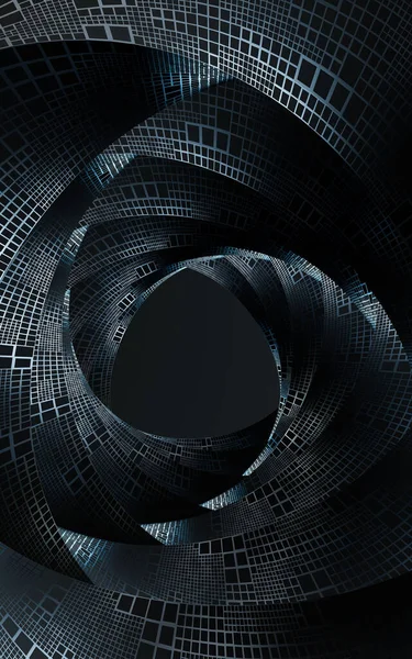 Tunnel Curva Metallica Spirale Rendering Disegno Digitale Del Computer — Foto Stock
