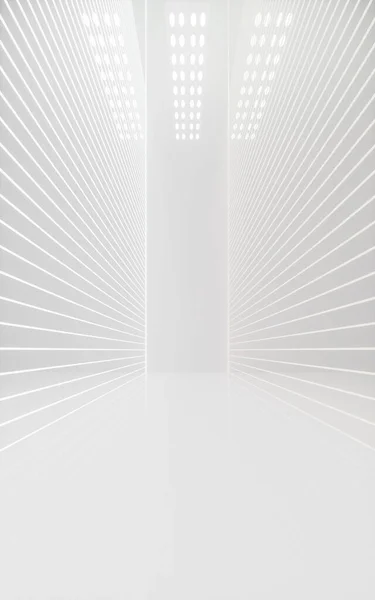 Biały Pusty Pokój Świecącymi Neonami Renderowanie Cyfrowy Rysunek Komputera — Zdjęcie stockowe