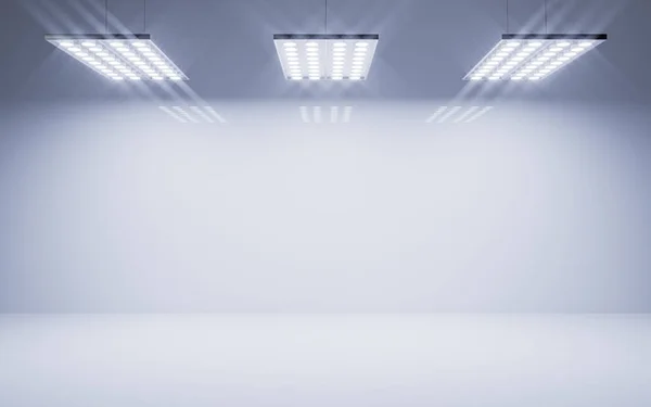 Quarto Vazio Com Luz Superior Iluminada Renderização Desenho Digital Computador — Fotografia de Stock