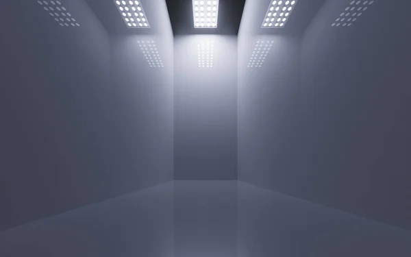 空房间 顶灯照明 3D渲染 计算机数字绘图 — 图库照片