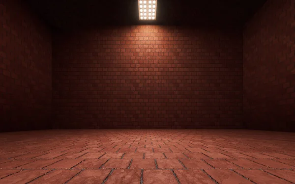 Empty Room Brick Wall Rendering Computer Digital Drawing — Stock Photo, Image