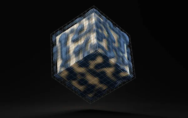 Forma Astratta Del Cubo Geometria Del Cubo Rendering Disegno Digitale — Foto Stock