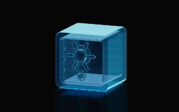 安全なボックス 未来的な要素 3Dレンダリングのホログラフィック画像 コンピュータ デジタル ドローイング — ストック写真