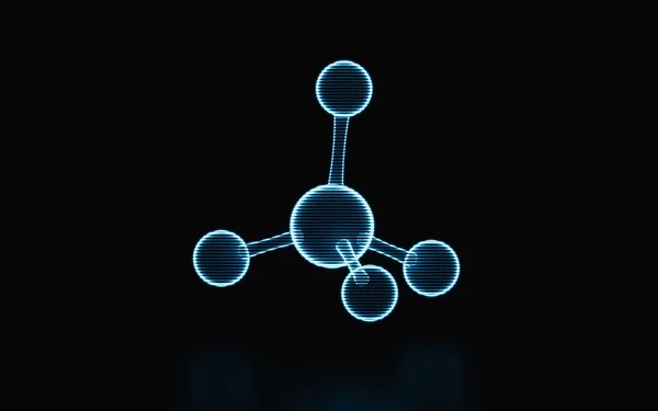 Imagem Holográfica Molécula Elemento Futurista Renderização Desenho Digital Computador — Fotografia de Stock