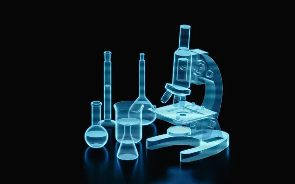 Holograficzny Obraz Instrumentu Laboratoryjnego Futurystyczny Element Renderowanie Cyfrowy Rysunek Komputera — Zdjęcie stockowe