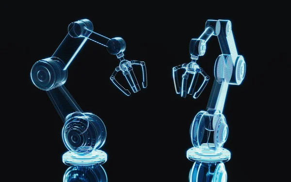 机械臂全息图像 未来主义元素 3D渲染 计算机数字绘图 — 图库照片