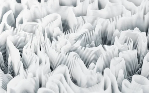 波のパターン紙のカットの背景 3Dレンダリング コンピュータ デジタル ドローイング — ストック写真