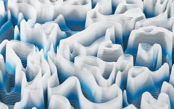 波のパターン紙のカットの背景 3Dレンダリング コンピュータ デジタル ドローイング — ストック写真