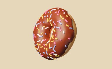 Tatlı çörekler, fırında tatlı, 3 boyutlu sunum. Bilgisayar dijital çizimi.