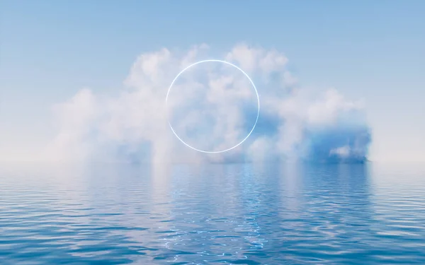 Pilvi Veden Pinta Renderöinti Tietokoneen Digitaalinen Piirustus — kuvapankkivalokuva