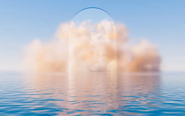 Pilvi Veden Pinta Renderöinti Tietokoneen Digitaalinen Piirustus — kuvapankkivalokuva