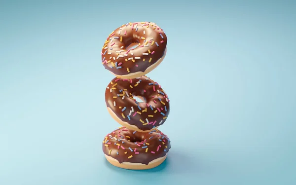 Doce Donuts Sobremesa Padaria Renderização Desenho Digital Computador — Fotografia de Stock
