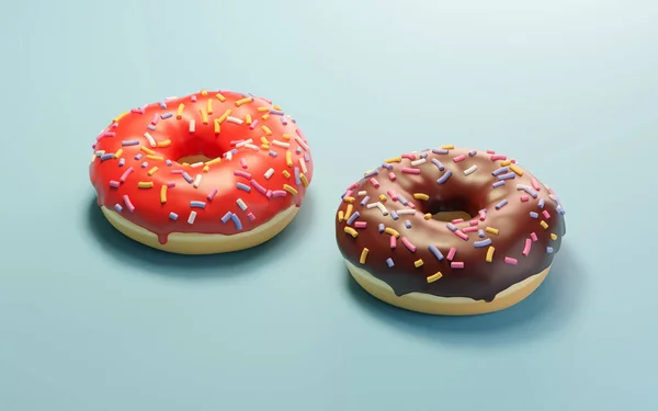 Zoete Donuts Bakkerij Dessert Rendering Digitale Computertekening — Stockfoto