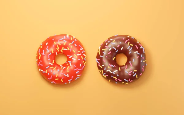 Zoete Donuts Bakkerij Dessert Rendering Digitale Computertekening — Stockfoto