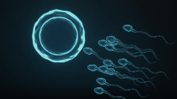 Sperm Yumurta Hücresinin Holografik Görüntüsü Gelecekteki Element Görüntüleme — Stok video