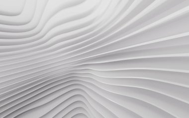 Beyaz geometri çizgisi, minimum arkaplan, üç boyutlu görüntüleme. Bilgisayar dijital çizimi.