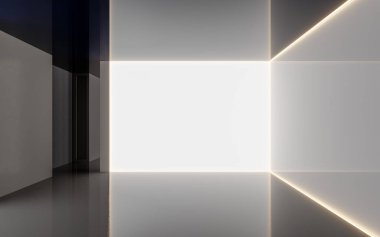 Karanlık tünel, fütüristik konsept, 3D görüntüleme. Bilgisayar dijital çizimi.