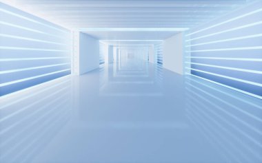 Boş beyaz tünel, 3D görüntüleme. Bilgisayar dijital çizimi.