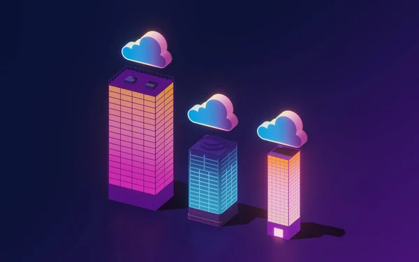Cloud Computing Conceptual Illustration Rendering Dibujo Digital Informático — Foto de Stock