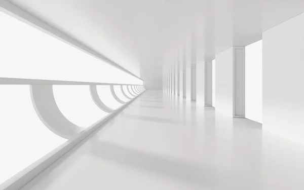 Empty White Tunnel Rendering Computer Digital Drawing — Stock Photo, Image