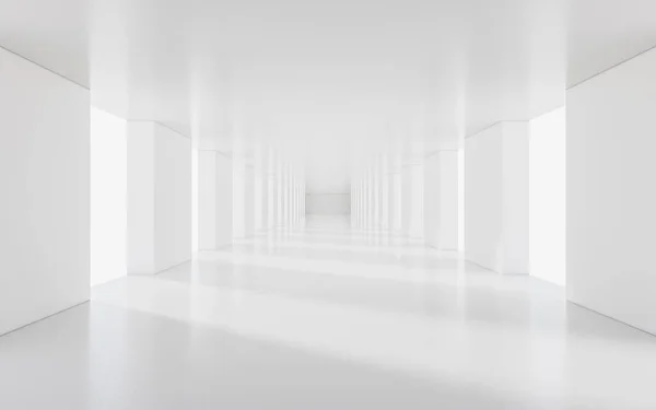 Pusty Biały Tunel Renderowanie Cyfrowy Rysunek Komputera — Zdjęcie stockowe