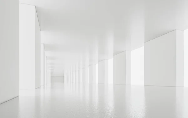 Tyhjä Valkoinen Tunneli Renderöinti Tietokoneen Digitaalinen Piirustus — kuvapankkivalokuva