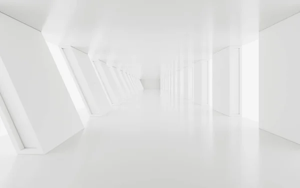 Pusty Biały Tunel Renderowanie Cyfrowy Rysunek Komputera — Zdjęcie stockowe