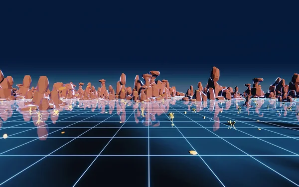 Dunkler Leerer Planet Retro Stilisierter Hintergrund Rendering Digitale Computerzeichnung — Stockfoto