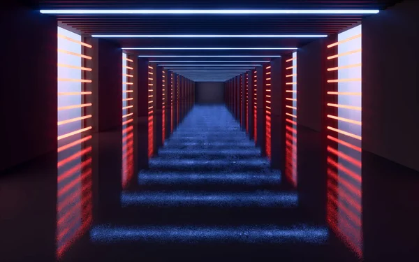 Mörk Tunnel Futuristiskt Koncept Återgivning Digitalritning — Stockfoto