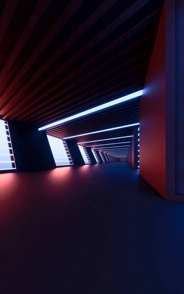 Dark Tunnel Futuristic Concept Rendering Computer Digital Drawing — Stock Photo, Image