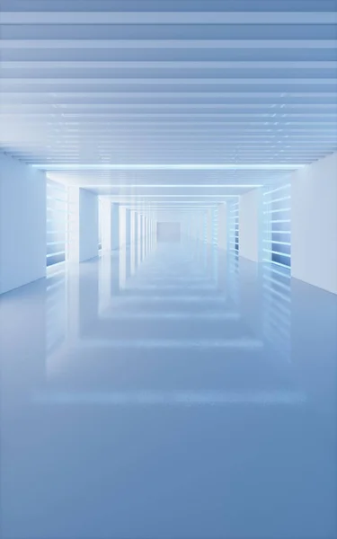 Tyhjä Valkoinen Tunneli Renderöinti Tietokoneen Digitaalinen Piirustus — kuvapankkivalokuva