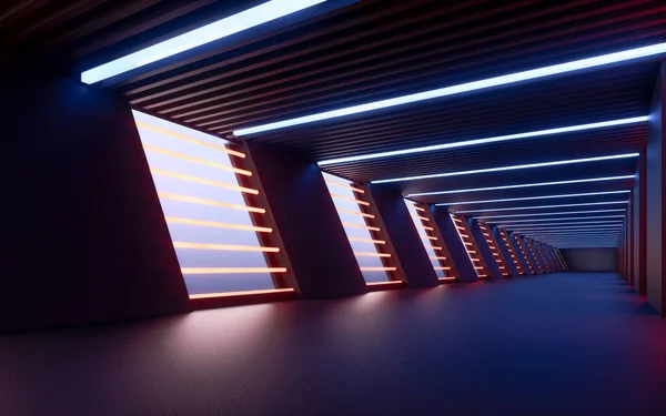 Ciemny Tunel Futurystyczna Koncepcja Renderowanie Cyfrowy Rysunek Komputera — Zdjęcie stockowe