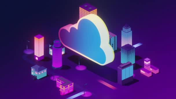 Cloud Computing Konceptuell Illustration Rendering — Stockvideo