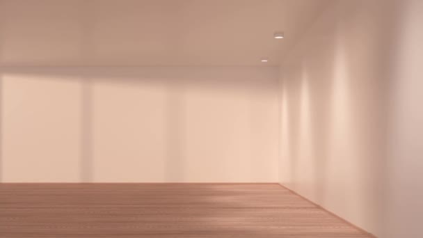 带木地板的空房间 3D渲染 — 图库视频影像