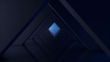 Karanlık tünelden geçmek, fütüristik konsept, 3D görüntüleme.