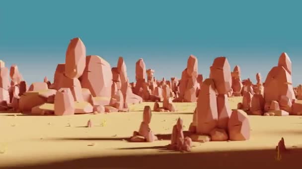 带沙质沙漠穿过岩石的循环动画 3D渲染 — 图库视频影像