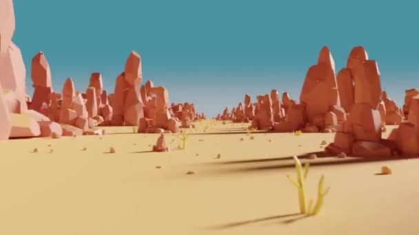 Loop Animation Passing Rocks Sand Desert Rendering — стоковое видео