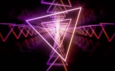 Glowing neon lines tunnel, 3d rendering. Computer digital drawing.