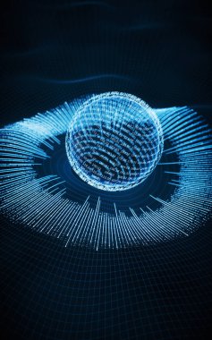 Coding digital planet with big data concept, 3d rendering. Computer digital drawing.