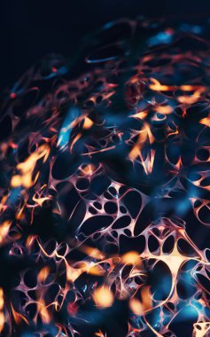 Nörolojik ağ sistemi, organik arka plan, 3D görüntüleme. Bilgisayar dijital çizimi.