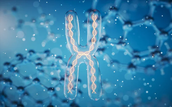 Chromosom Mit Molekül Hintergrund Darstellung Digitale Computerzeichnung — Stockfoto