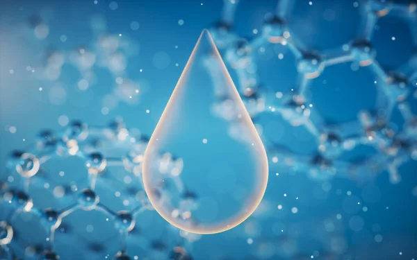 Liquid Drop Blue Background Rendering Computer Digital Drawing — Stockfoto