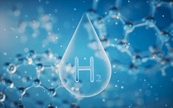 Υδρογόνο Έννοια Μπλε Φόντο Απόδοση Ψηφιακό Σχέδιο Υπολογιστή — Φωτογραφία Αρχείου