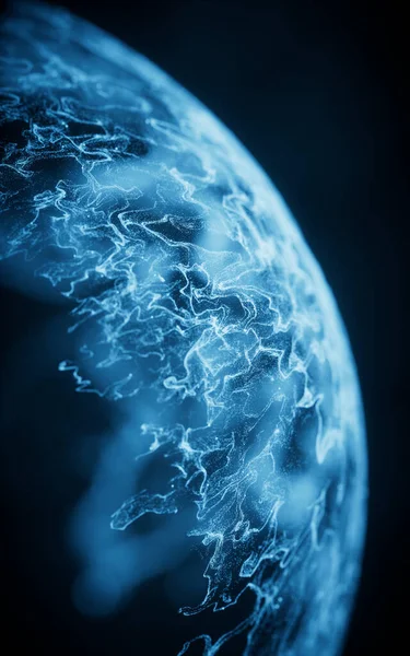 Küre şeklindeki dalga parçacıkları, 3 boyutlu görüntüleme. Bilgisayar dijital çizimi.