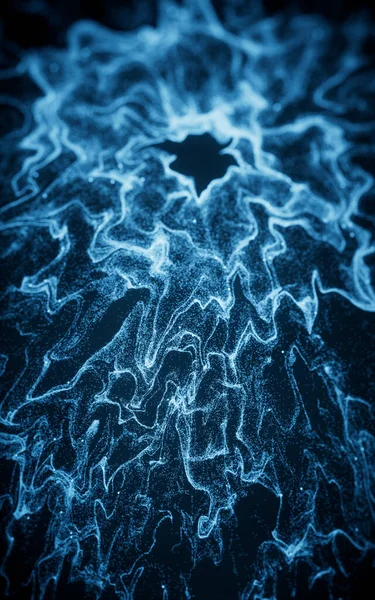 波のパターンを持つ抽象粒子 3Dレンダリング コンピュータ デジタル ドローイング — ストック写真