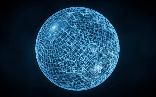 Wave Particles Shape Sphere Rendering Computer Digital Drawing — 스톡 사진