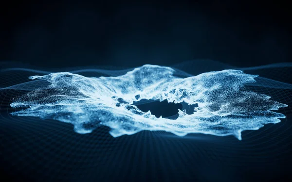 抽象粒子波型 3D渲染 计算机数字绘图 — 图库照片