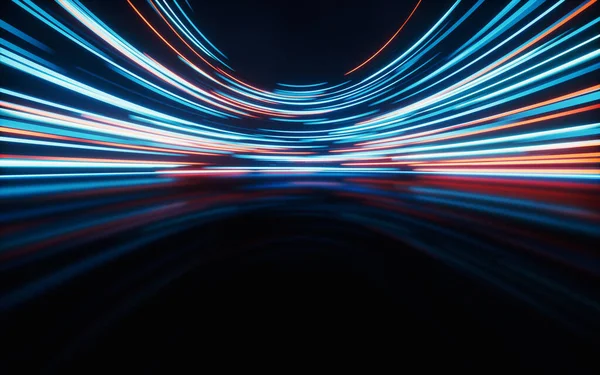 Glowing Illuminated Lines Motion Blur Rendering Computer Digital Drawing — Stockfoto