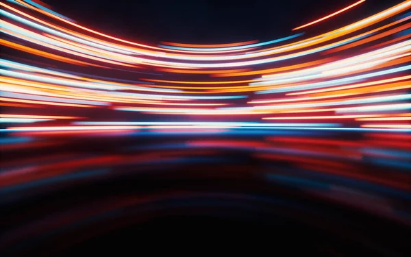 Glowing Illuminated Lines Motion Blur Rendering Computer Digital Drawing — Photo