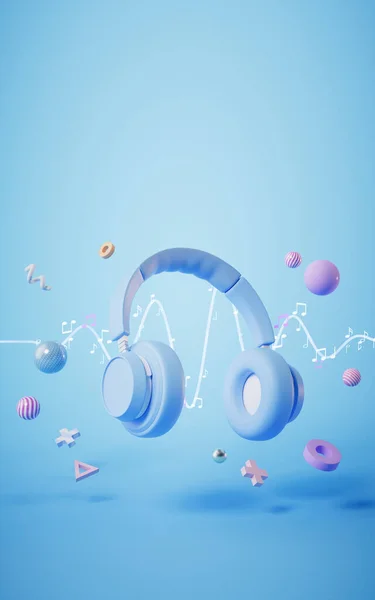 Headphones Gaming Headset Rendering Listening Audio Electronic Device Computer Digital — Foto Stock